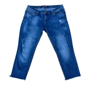 DRIFTWOOD WOMENS CROPPED-PREMIUM DENIM DISTRESSED BLUE JEANS SIZE 30