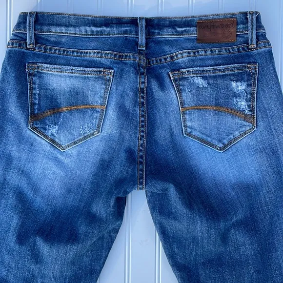 DRIFTWOOD WOMENS CROPPED-PREMIUM DENIM DISTRESSED BLUE JEANS SIZE 30