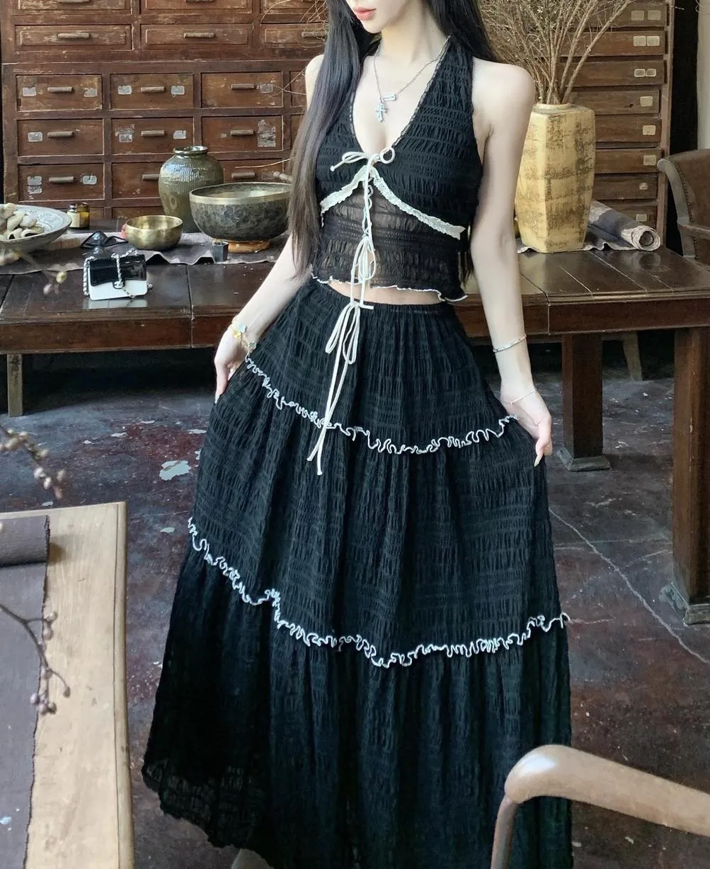 Embrace Elegance with our Eyelet Maxi Skirt