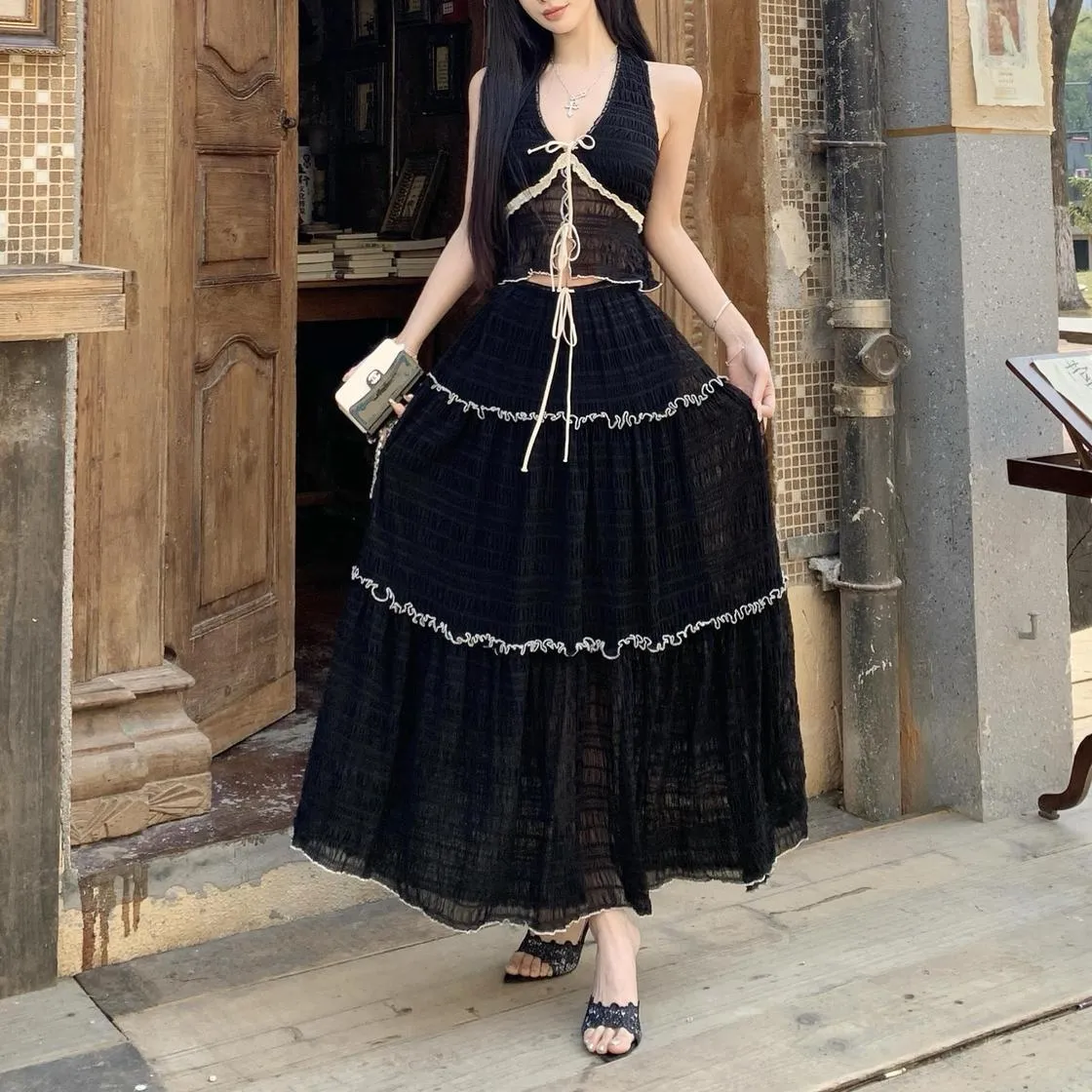 Embrace Elegance with our Eyelet Maxi Skirt