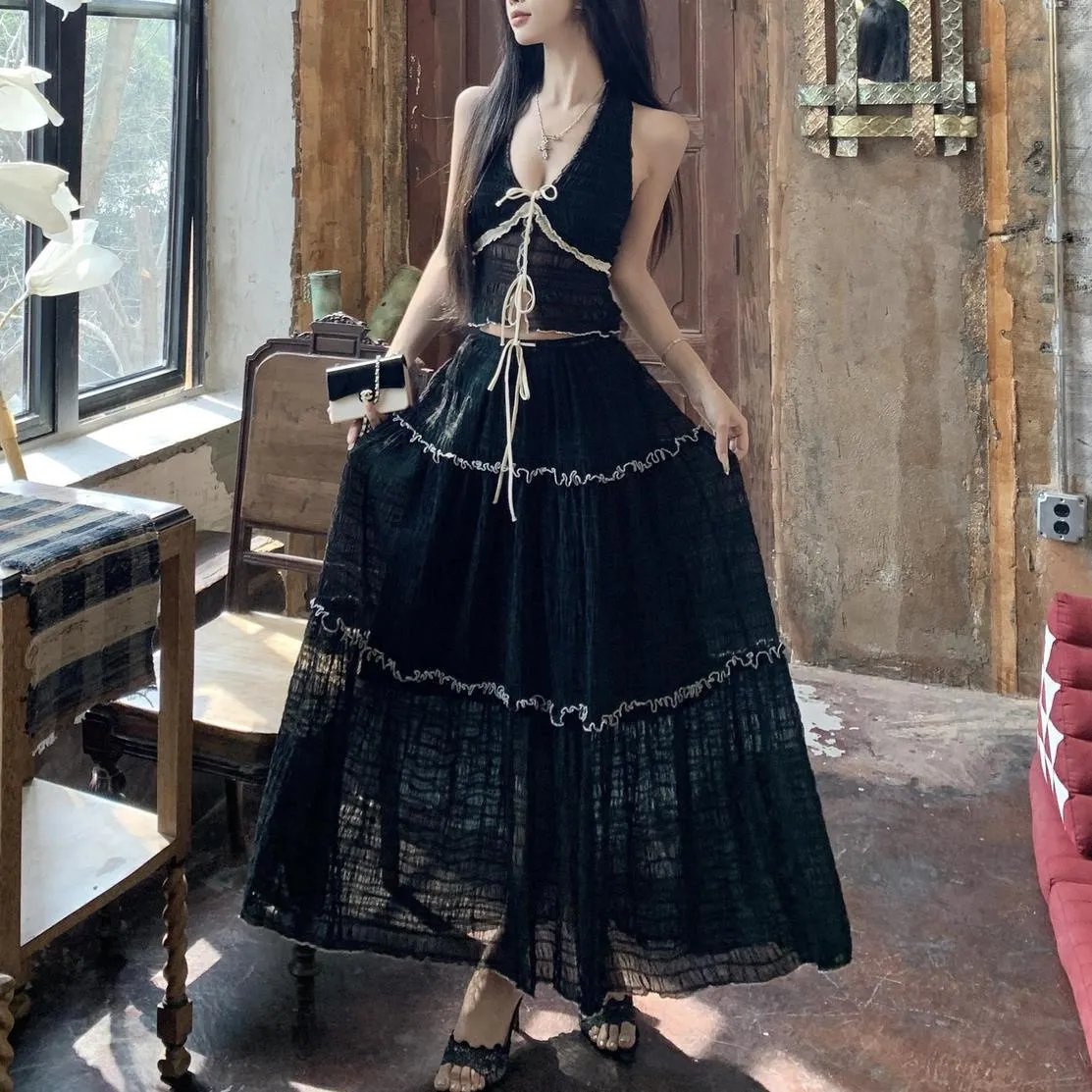 Embrace Elegance with our Eyelet Maxi Skirt