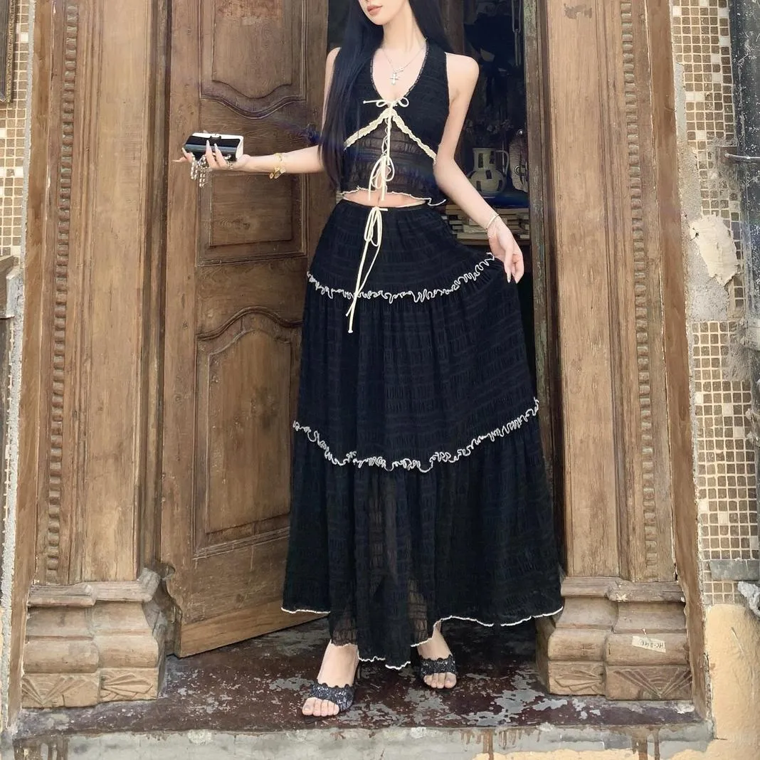 Embrace Elegance with our Eyelet Maxi Skirt