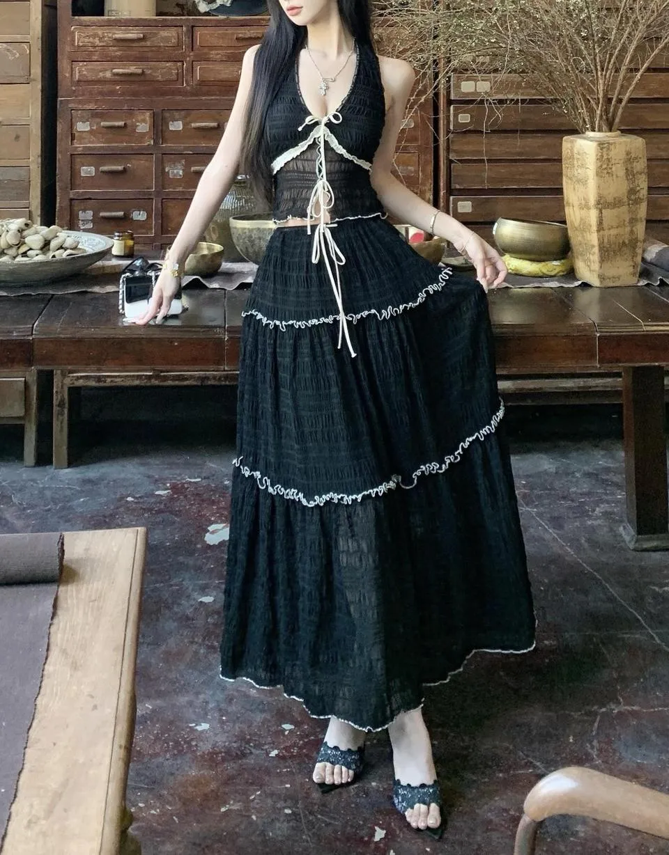 Embrace Elegance with our Eyelet Maxi Skirt