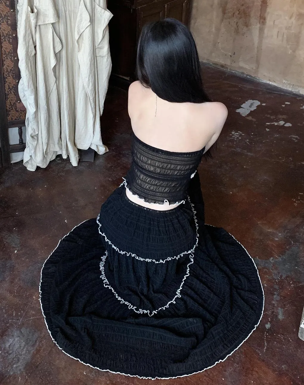 Embrace Elegance with our Eyelet Maxi Skirt