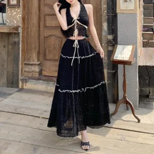 Embrace Elegance with our Eyelet Maxi Skirt