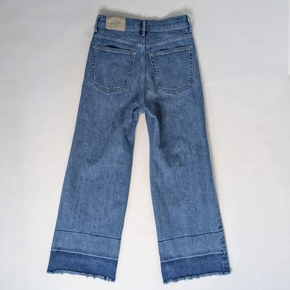 Everlane Jeans Way High Sailor Womens 25 Crop Blue Medium Cotton Stretch Zipper