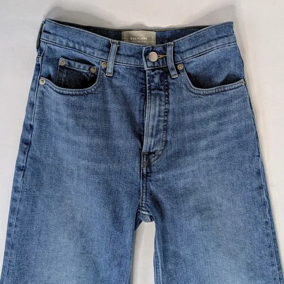 Everlane Jeans Way High Sailor Womens 25 Crop Blue Medium Cotton Stretch Zipper