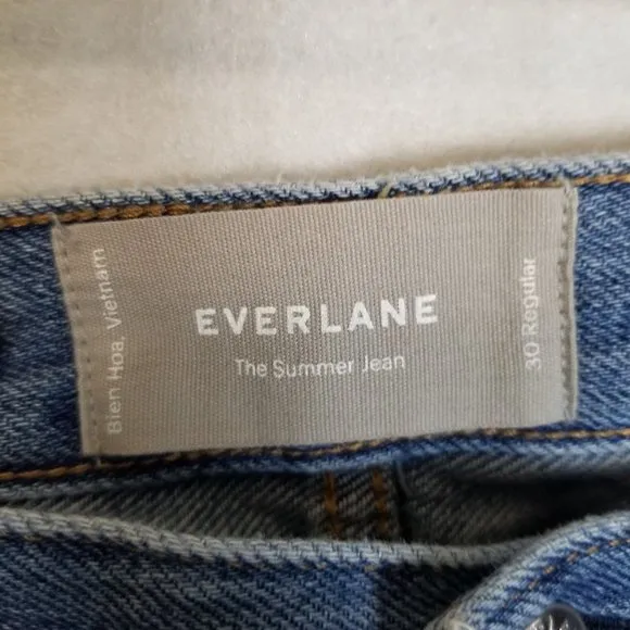 Everlane Womens 30R Blue Medium Wash Denim The Summer Jeans Cropped High Rise