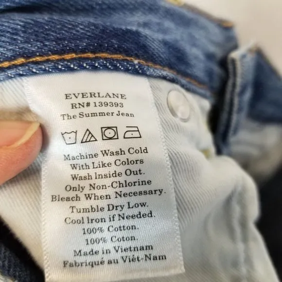 Everlane Womens 30R Blue Medium Wash Denim The Summer Jeans Cropped High Rise