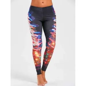 Fitted Print Leggings - Black Xl