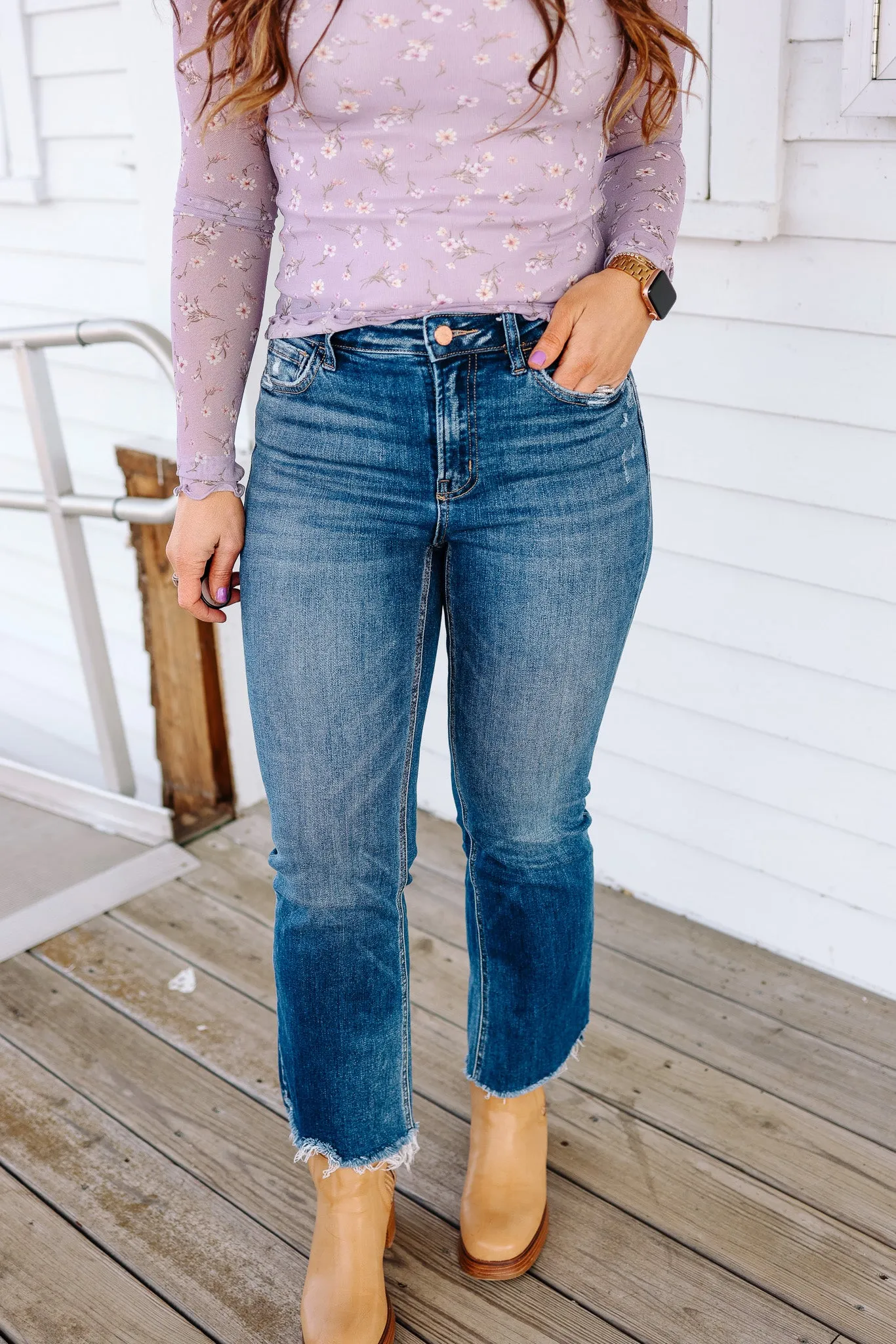 FLYING MONKEY: Finley Step Hem Crop Flare Jeans