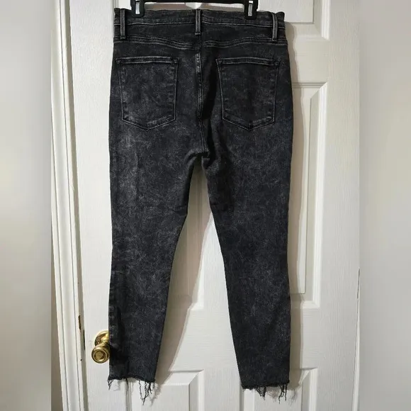 FRAME Ali High Rise Cigarette Jeans in Rockstar, Raw Hem, Stretch, Sz 32, EUC!