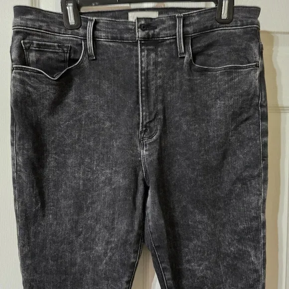 FRAME Ali High Rise Cigarette Jeans in Rockstar, Raw Hem, Stretch, Sz 32, EUC!
