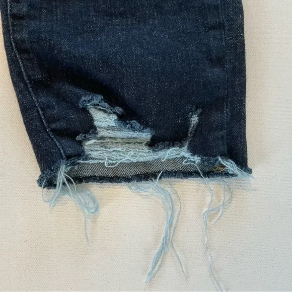 Frame Le Garcon Crop Chewed Hem Jeans Women’s 28 Dark Blue Wash Distress Stretch