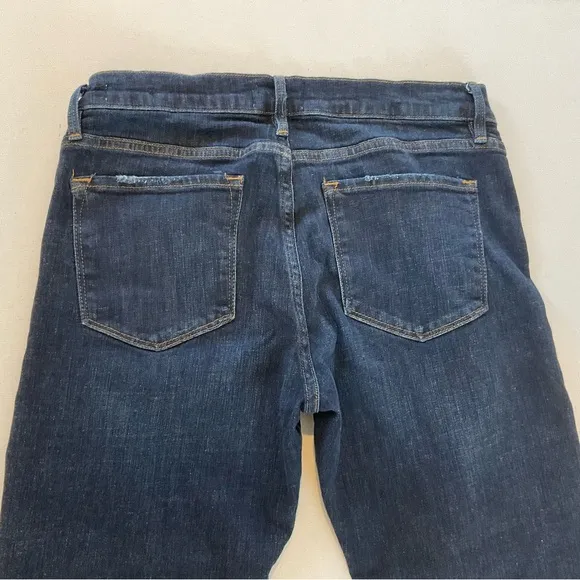 Frame Le Garcon Crop Chewed Hem Jeans Women’s 28 Dark Blue Wash Distress Stretch