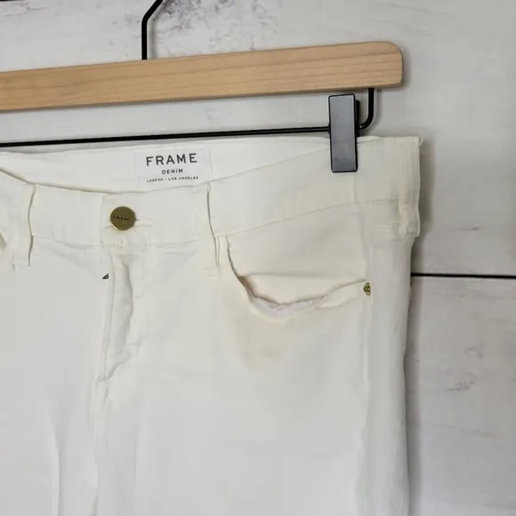Frame Le Skinny de Jeanne White Crop Jeans