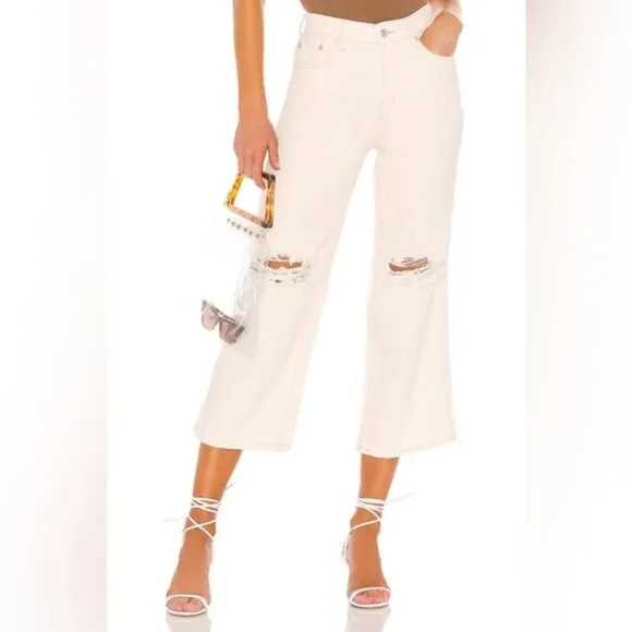 Free People Ranger Wide Leg Jeans in White