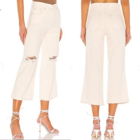 Free People Ranger Wide Leg Jeans in White