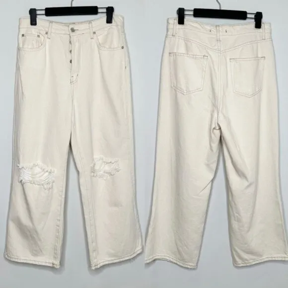 Free People Ranger Wide Leg Jeans in White