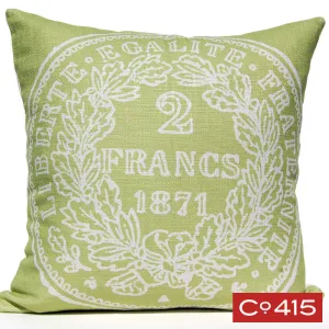 French Coin Pillow - Green
