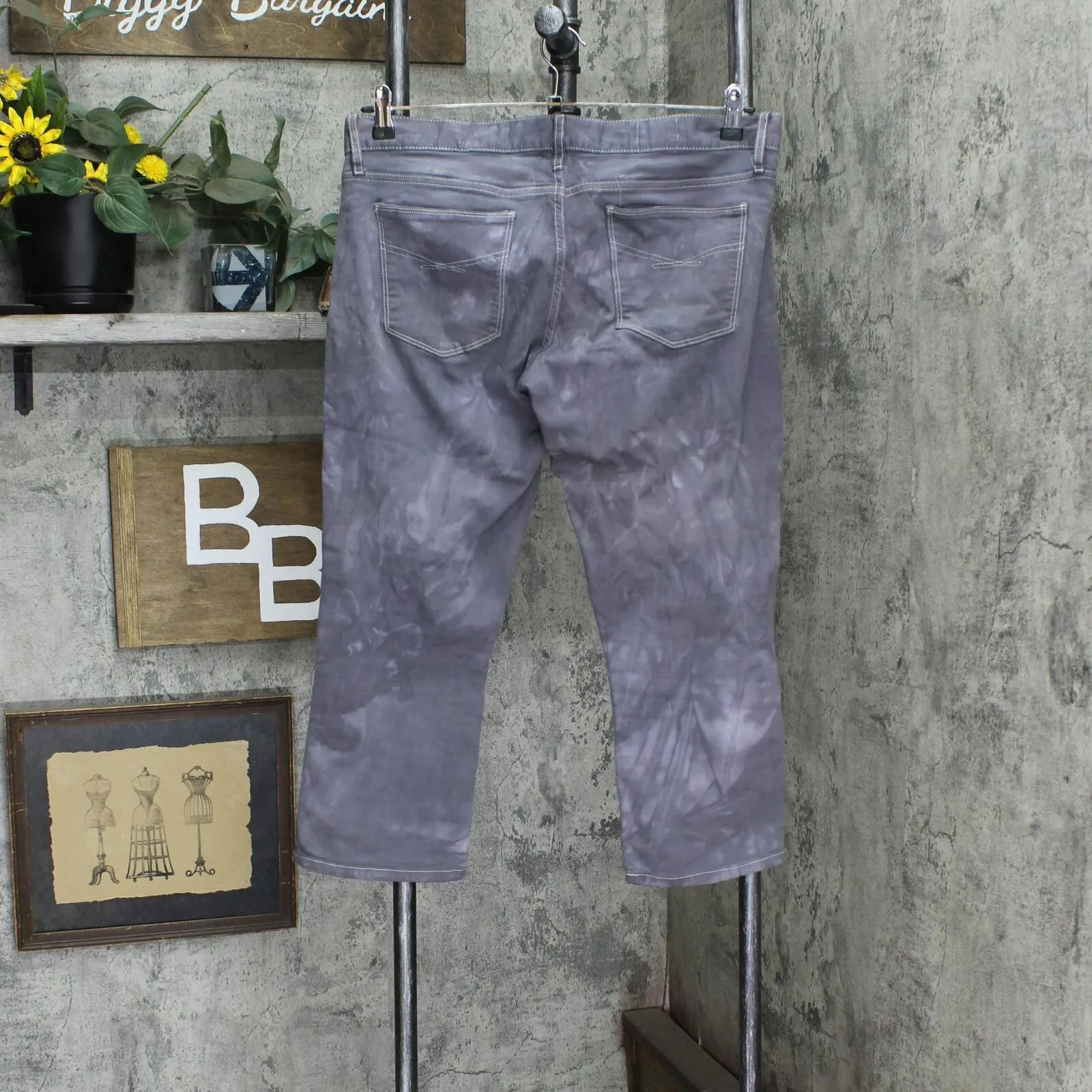 Gap Womens Cropped Stretch Lightweight Denim Jeans Gray Tie-Dye 31/12