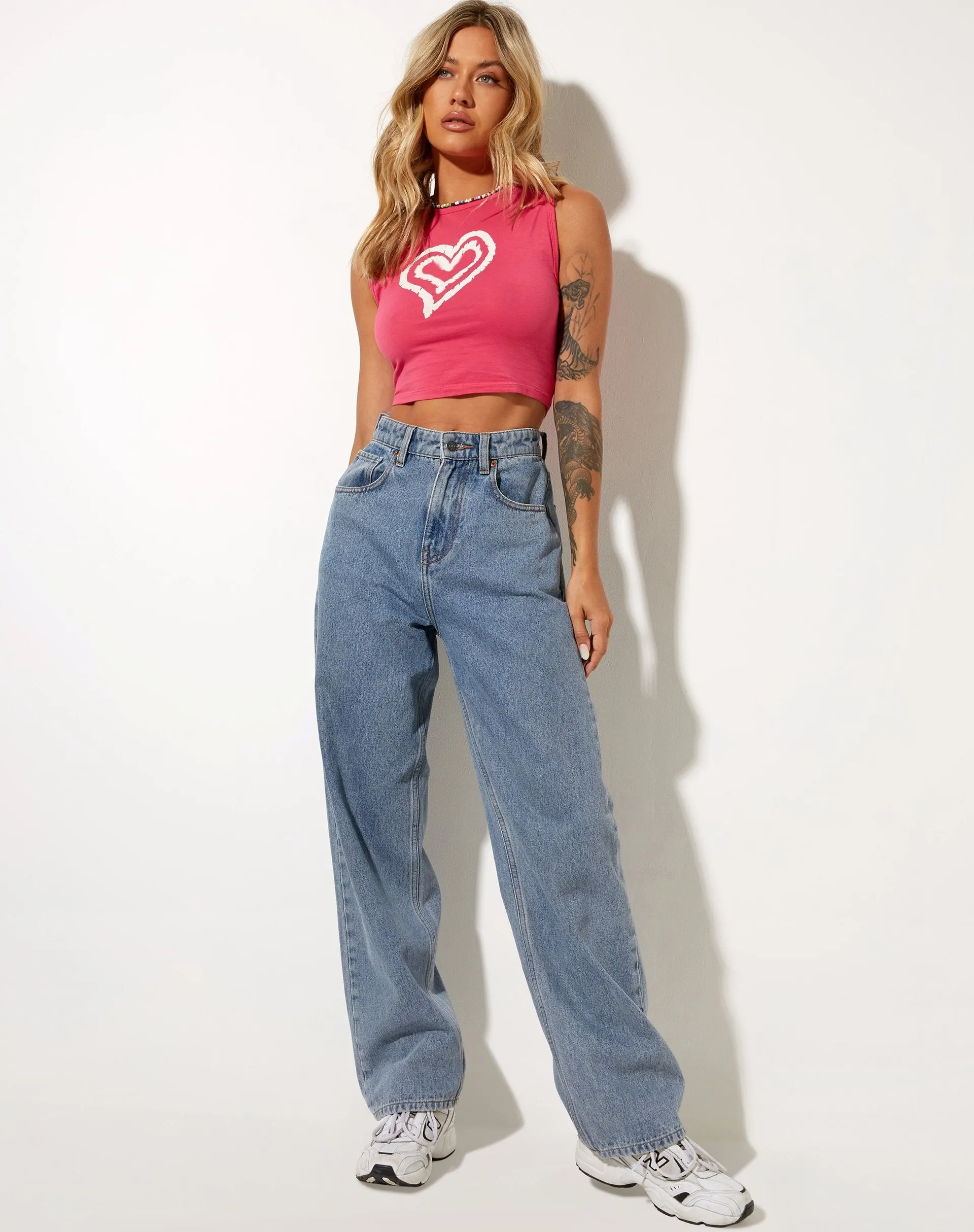 Gimon Crop Top in Hot Pink Heart