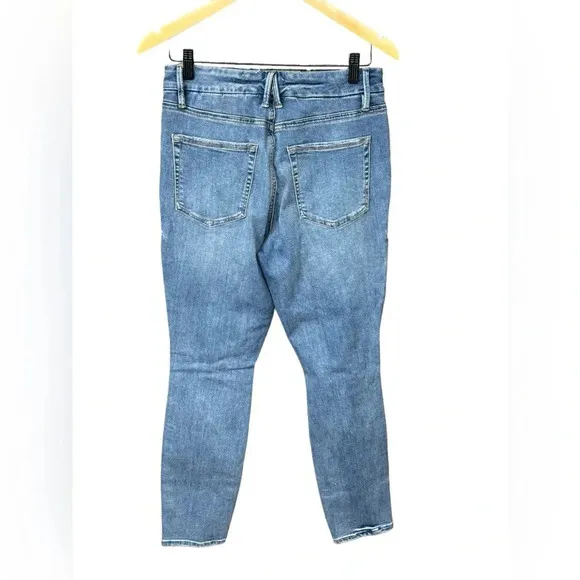 Good American Good Legs High Rise Ripped Skinny Crop Jeans in Blue 261 Sz 30