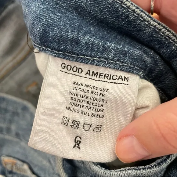 Good American Good Legs Raw Step Hem Skinny Jeans Blue082 Light Wash Size 27