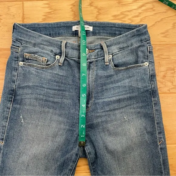 Good American Good Legs Raw Step Hem Skinny Jeans Blue082 Light Wash Size 27