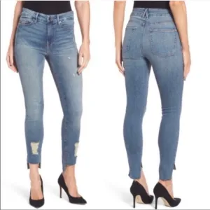 Good American Good Legs Raw Step Hem Skinny Jeans Blue082 Light Wash Size 27
