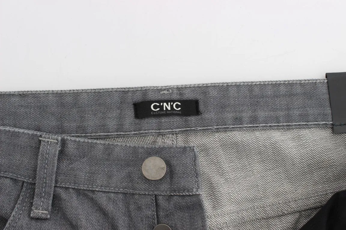 Gray Regular Fit Cotton Pants Jeans