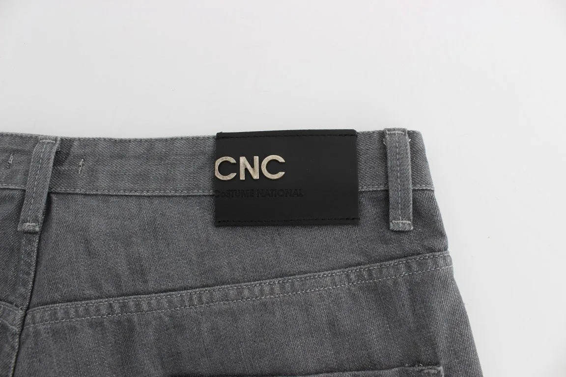 Gray Regular Fit Cotton Pants Jeans