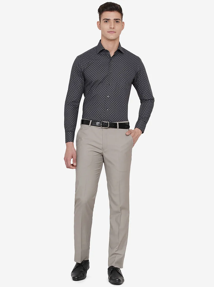 Grey Printed Slim Fit Formal Shirt | Metal