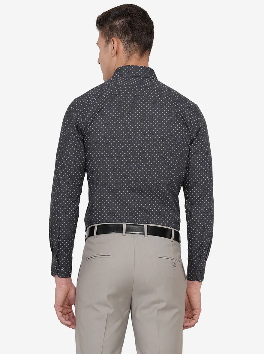 Grey Printed Slim Fit Formal Shirt | Metal