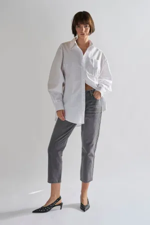 Grey Wash Low-Rise Cropped Jeans