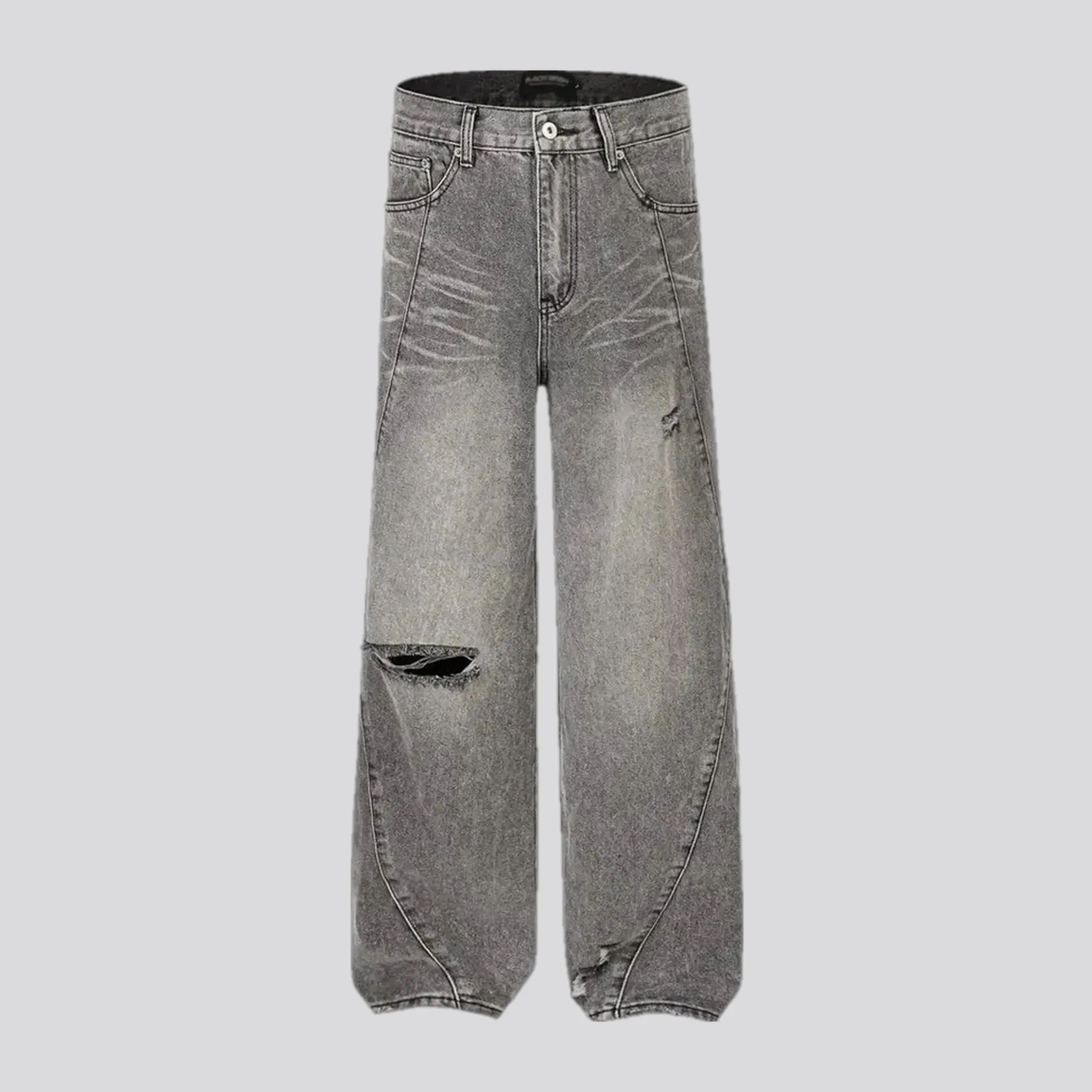 Grunge mid-rise stylish baggy-fit men's jeans