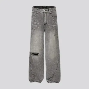 Grunge mid-rise stylish baggy-fit men's jeans