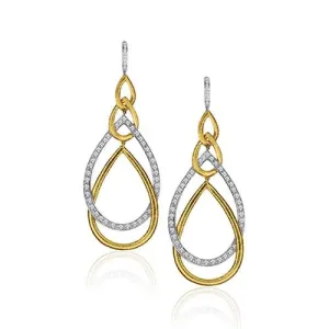 GUMUCHIAN PEACOCK 18K TWO TONE GOLD DIAMOND DROP EARRINGS