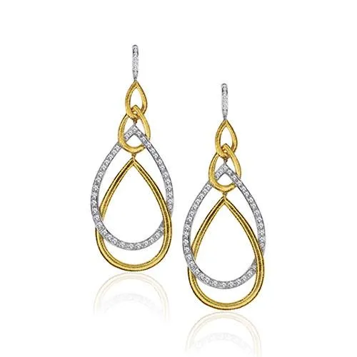 GUMUCHIAN PEACOCK 18K TWO TONE GOLD DIAMOND DROP EARRINGS