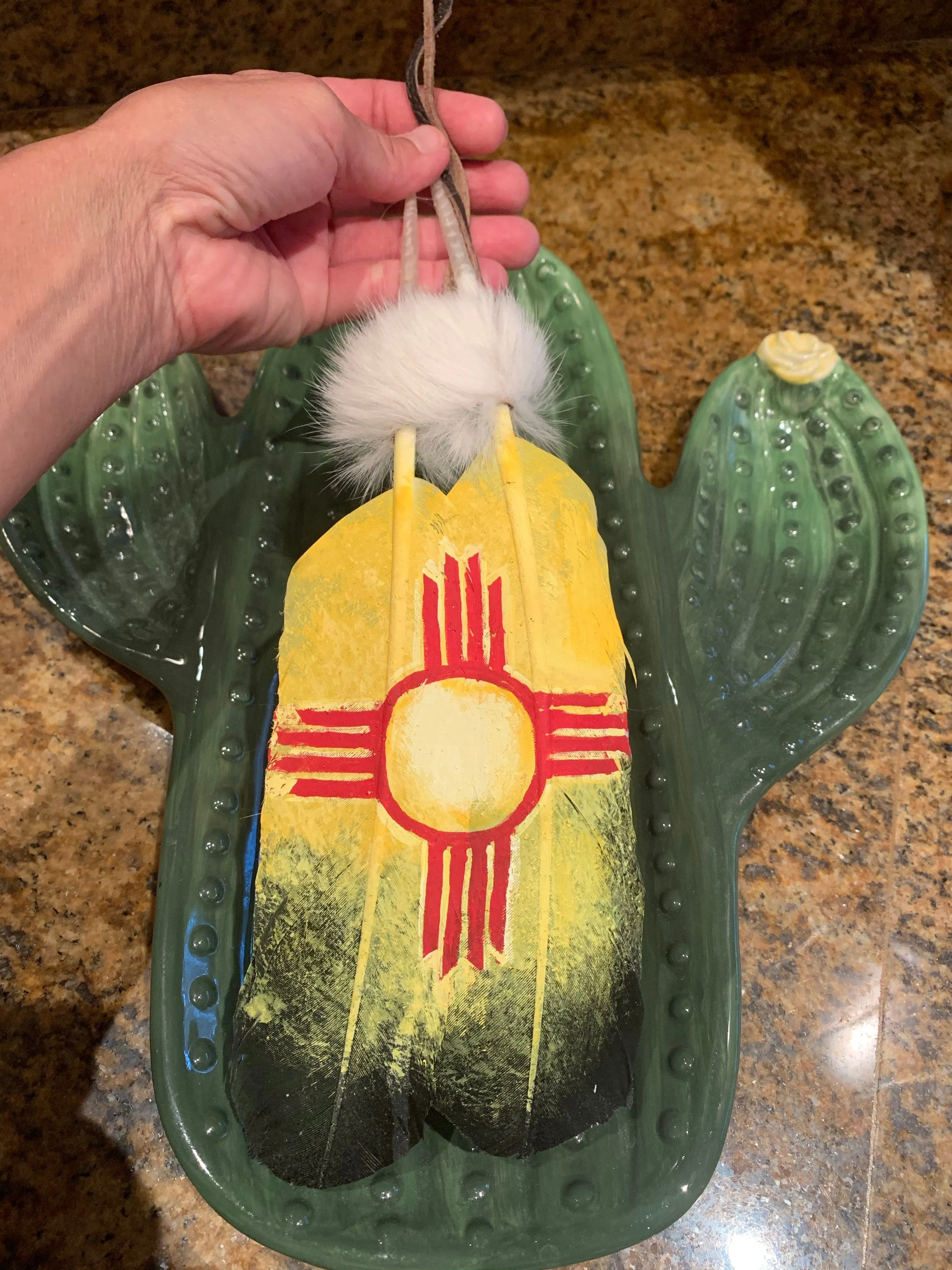 Hand painted Aztec feather
