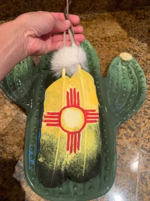 Hand painted Aztec feather