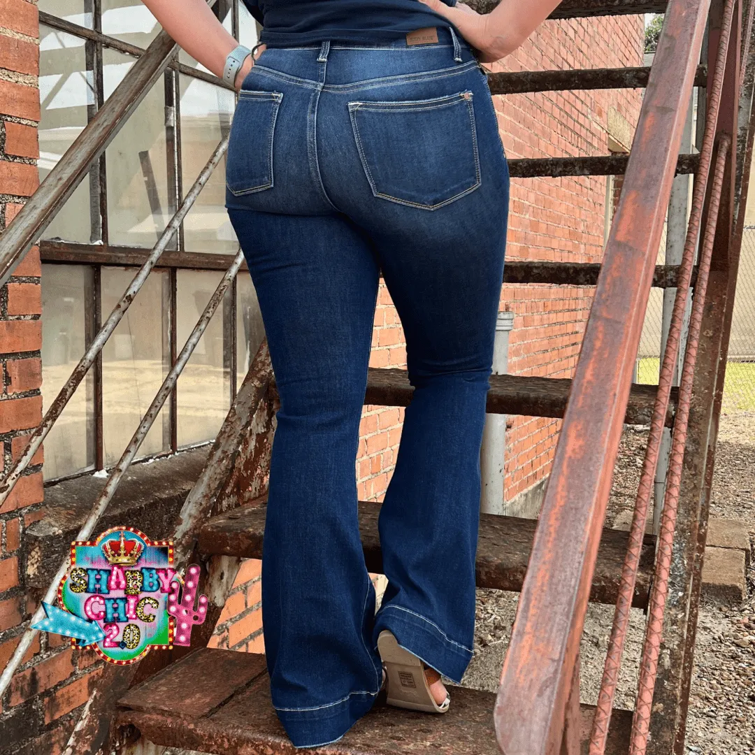 Hi-Rise 2" Hem Trouser Flare Judy Blue Jeans