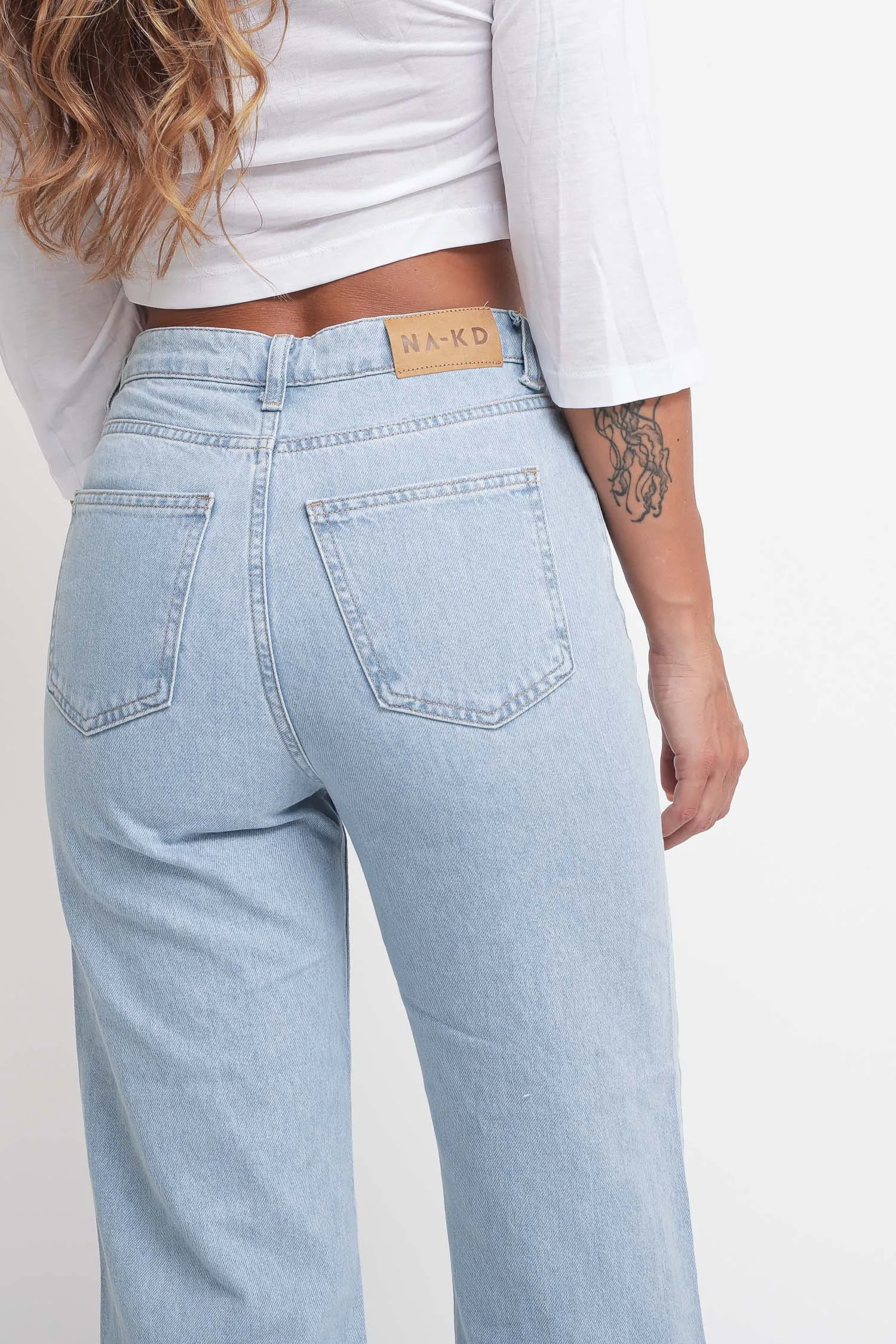 High Waist Cropped Jeans - Light Blue