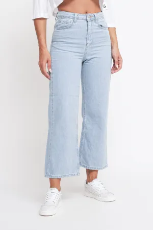 High Waist Cropped Jeans - Light Blue