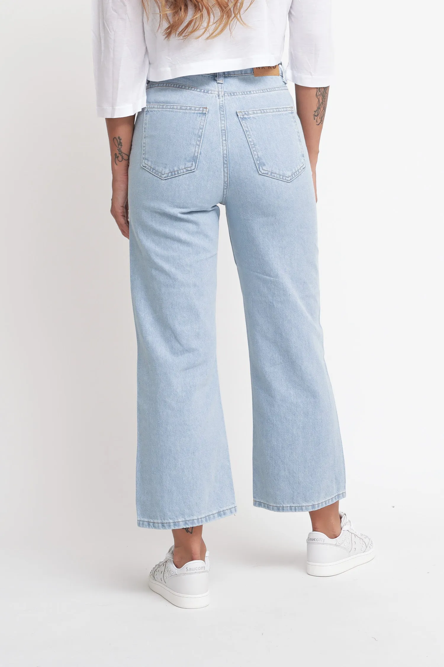 High Waist Cropped Jeans - Light Blue