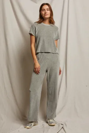 holly velour relaxed leg sweatpant heather grey