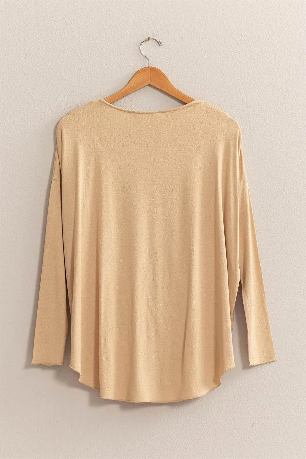 HYFVE Draped Drop Shoulder Long Sleeve Top