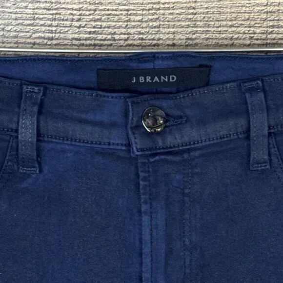 J Brand Alana Coated Skinny Jeans High Rise Cropped Stellar Navy Blue Size 28