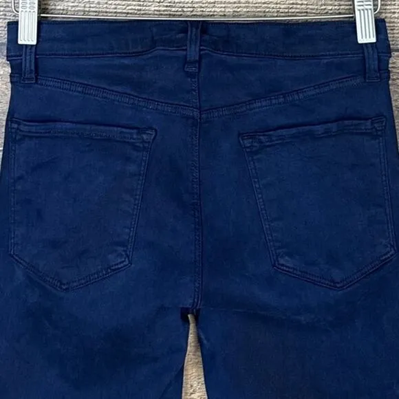 J Brand Alana Coated Skinny Jeans High Rise Cropped Stellar Navy Blue Size 28
