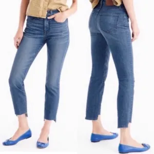 J Crew Jeans Vintage Crop High Rise Step Hem Denim Blue in Tall Length